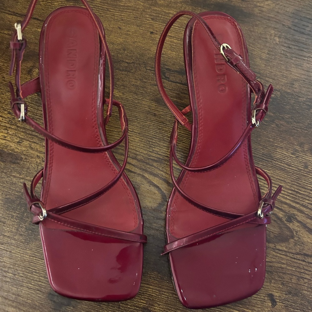 sandro red strappy heels